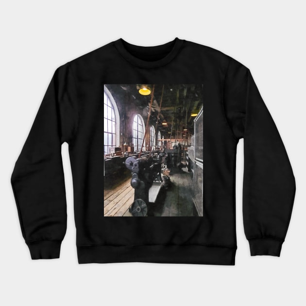 Building Trades - Heavy Machine Shop With Lamps Crewneck Sweatshirt by SusanSavad